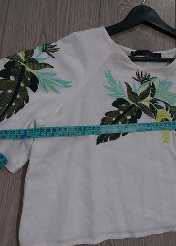 orfeonegro kısa Kollu Desenli Beyaz Bluz - Görsel 6