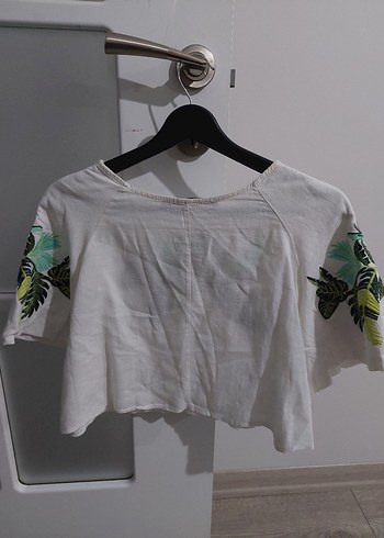 orfeonegro kısa Kollu Desenli Beyaz Bluz - Görsel 2