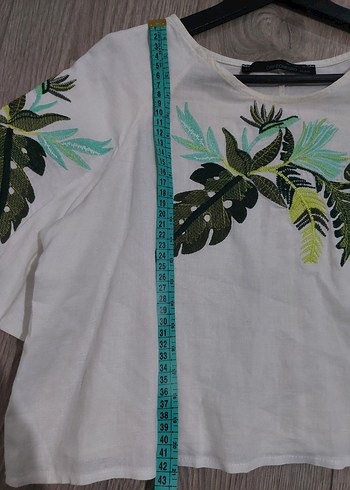 orfeonegro kısa Kollu Desenli Beyaz Bluz - Görsel 5