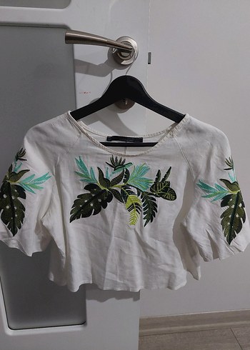 orfeonegro kısa Kollu Desenli Beyaz Bluz - Görsel 3