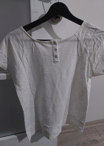 Beyaz Kısa Kollu Salaş Bluz - Görsel 5