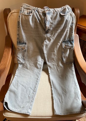 Koton Acik Gri Yikamali Rahat Denim Pantolon