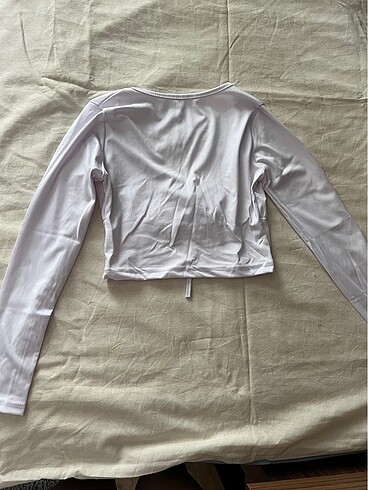 s Beden Beyaz uzun kollu crop top