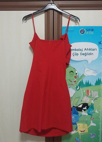 Abiye Kırmızı Drapeli Mini Straplez Elbise