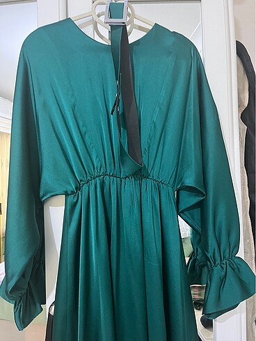 Saten kadın tesettür elbise düğün vs - Görsel 3