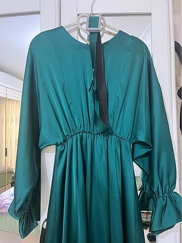 Saten kadın tesettür elbise düğün vs - Görsel 4