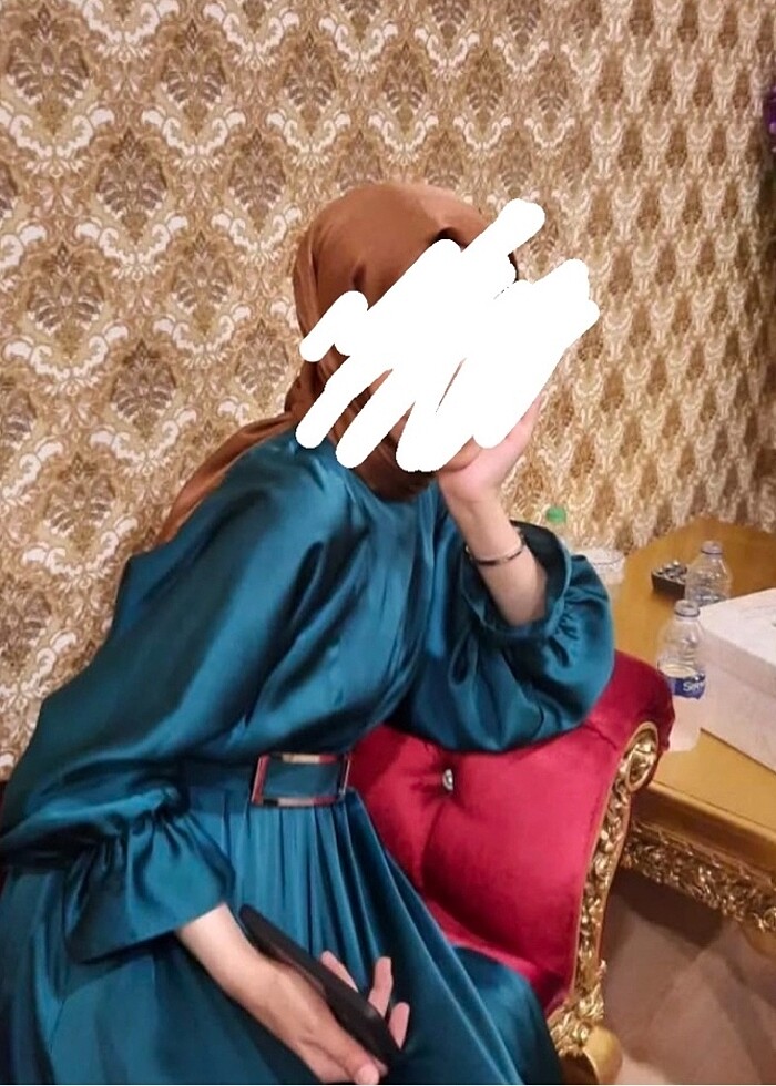 Saten kadın tesettür elbise düğün vs - Görsel 2
