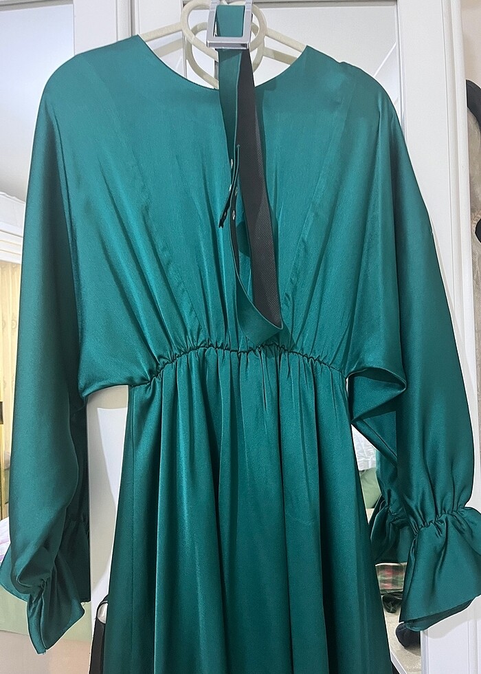 Saten kadın tesettür elbise düğün vs - Görsel 3