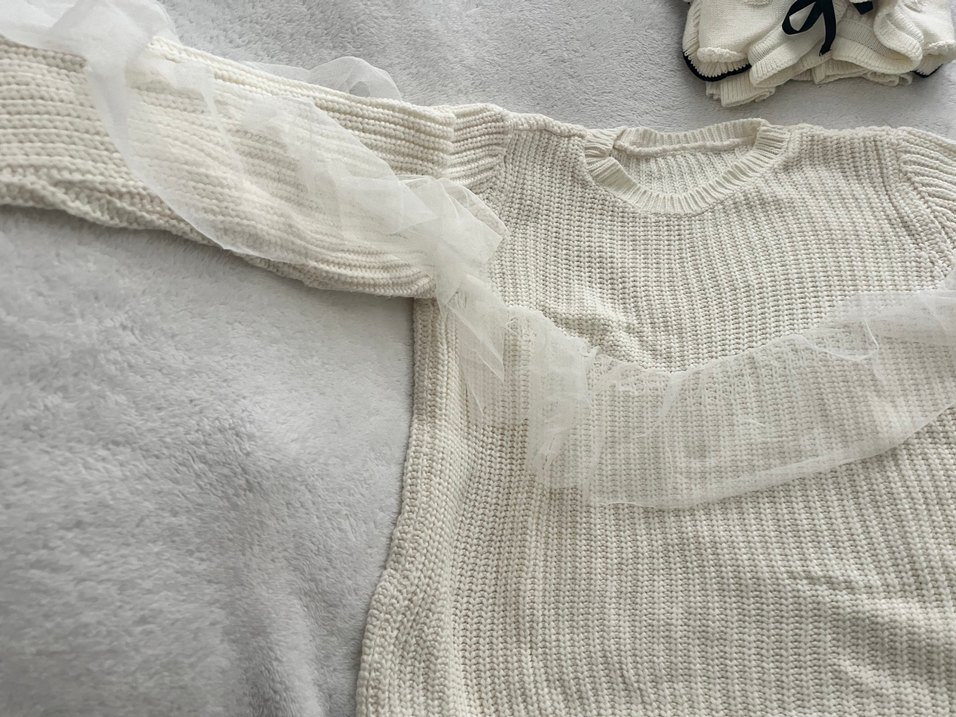 Beyaz Örgü Kadın Kazak - Görsel 3