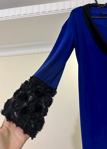 Tuğra uzun kollu mavi elbise - Görsel 6