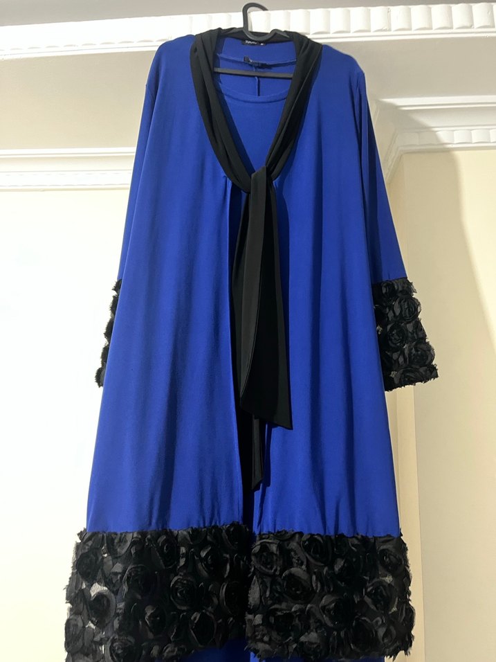 Tuğra uzun kollu mavi elbise - Görsel 2