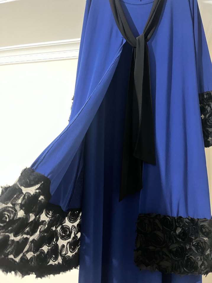 Tuğra uzun kollu mavi elbise - Görsel 3