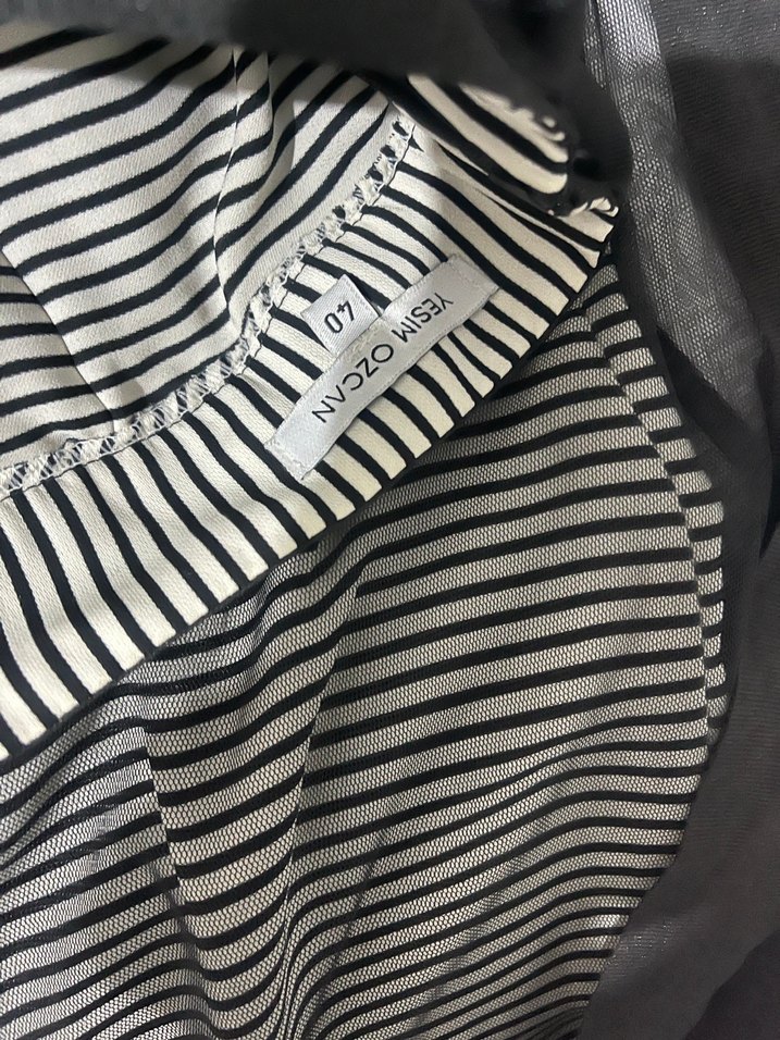 Çizgili Pilili Siyah Uzun Etek - Görsel 5