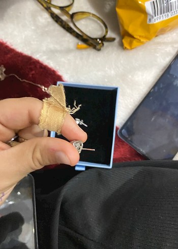  Beden gri Renk Gümüş Renkli Mini Taşlı Küpe