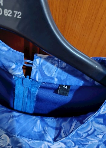 Mavi Uzun Kollu Fırfırlı Uzun Elbise - Görsel 2