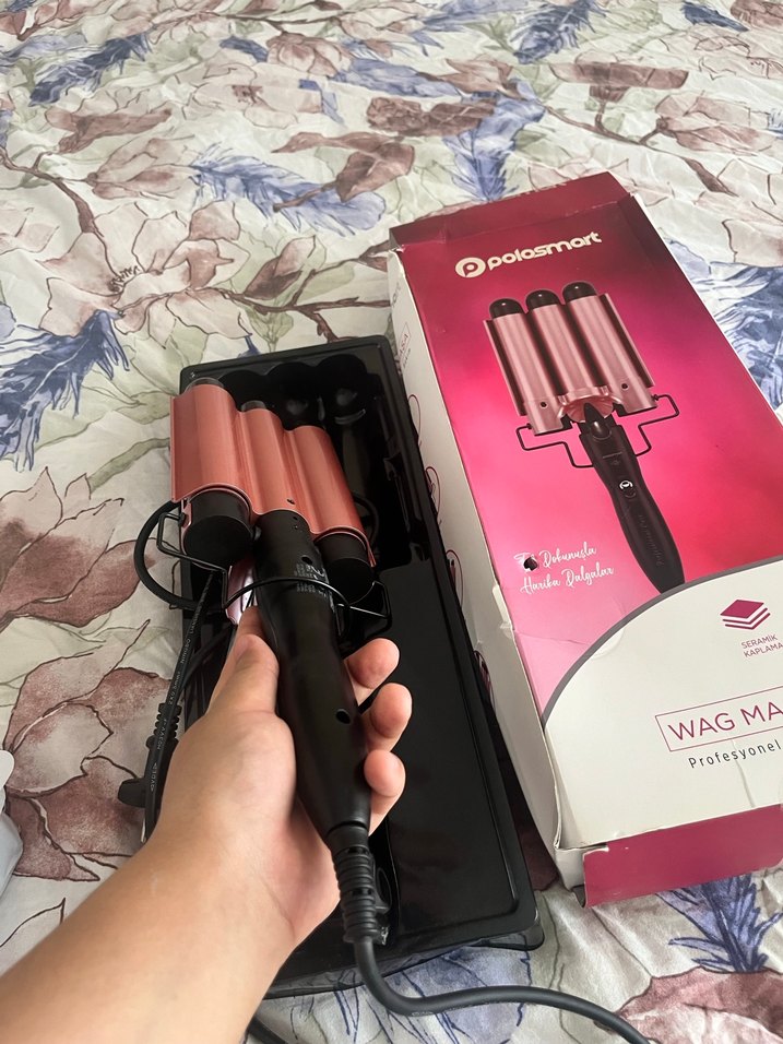 Polasmort Üç Varilli Saç Şekillendirici Pembe - Görsel 2