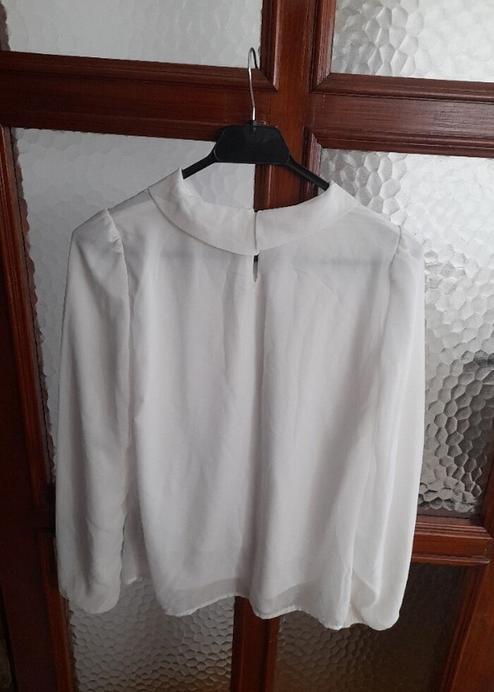 Beyaz tül gömlek bluz - Görsel 2