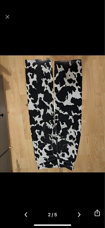 Addax Addax pamuklu siyah/krem 26 beden zebra pant.