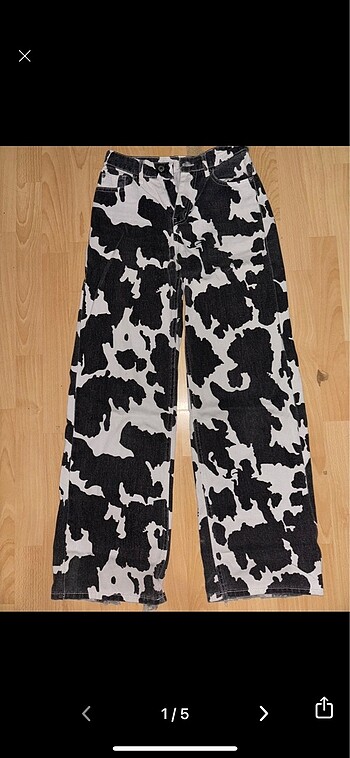Addax pamuklu siyah/krem 26 beden zebra pant.