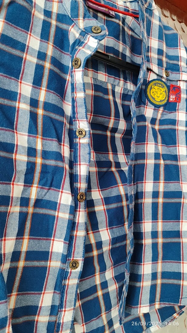sürpriz hediyeli Çocuk Mavi Kareli Erkek Pamuk Gömlek - Görsel 3