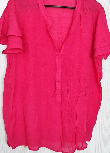 Tiril tiril pembe gömlek bluz - Görsel 5