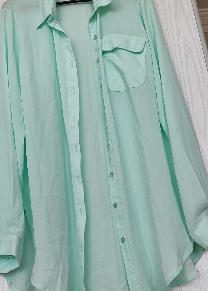 MİNT YEŞİLİ, ŞİFON,ŞIK GÖMLEK - Görsel 4