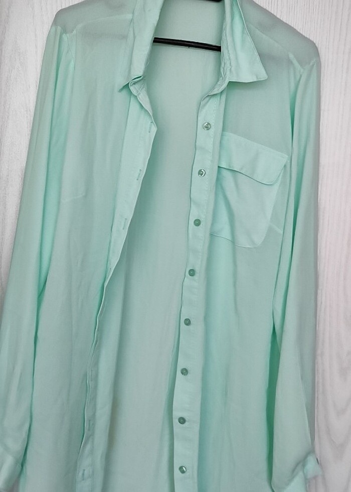 MİNT YEŞİLİ, ŞİFON,ŞIK GÖMLEK - Görsel 5