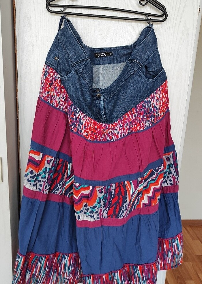 (BÜYÜK BEDEN) SPOR KESİM PAMUKLU KOT ETEK - Görsel 2