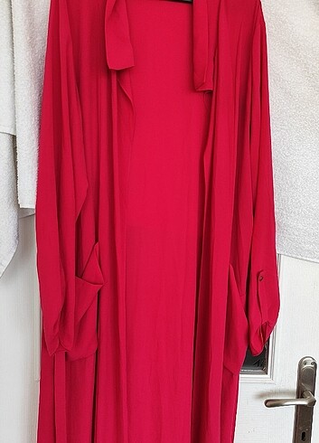 ŞİFON -PEMBE -UZUN ABA-GÖMLEK - Görsel 5