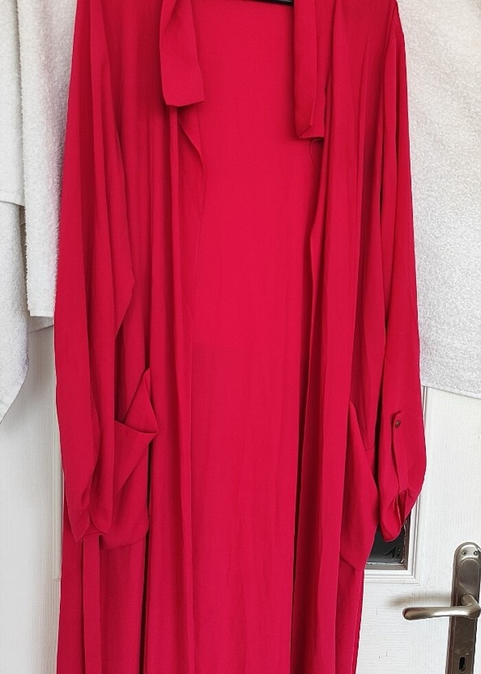 ŞİFON -PEMBE -UZUN ABA-GÖMLEK - Görsel 5