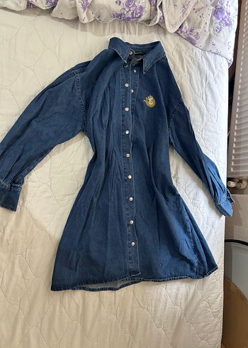 Mavi Düğmeli Uzun Kollu Denim Ceket