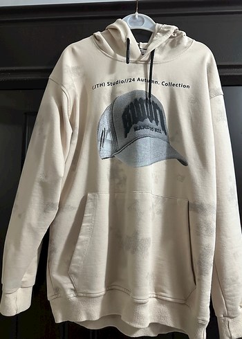 Diğer Ekru Kapusonlu Rahat Sweatshirt