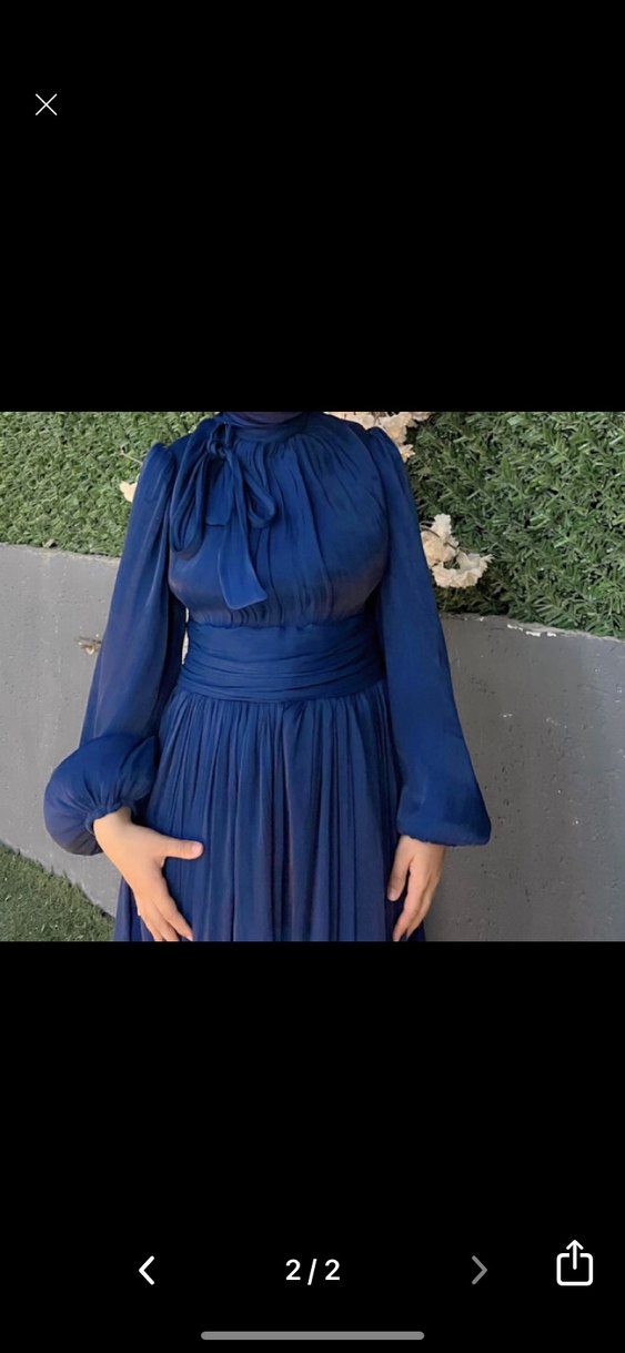 Drapeli Lacivert Uzun Abiye Elbise - Görsel 2