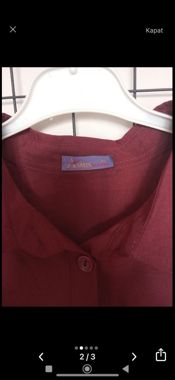 Bordo Düğmeli Gömlek - Görsel 2