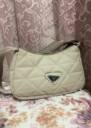 Bej Kapitone Kadın Omuz Çantası - Görsel 2