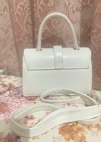 Beyaz Vintage Deri Kadın Çanta - Görsel 3