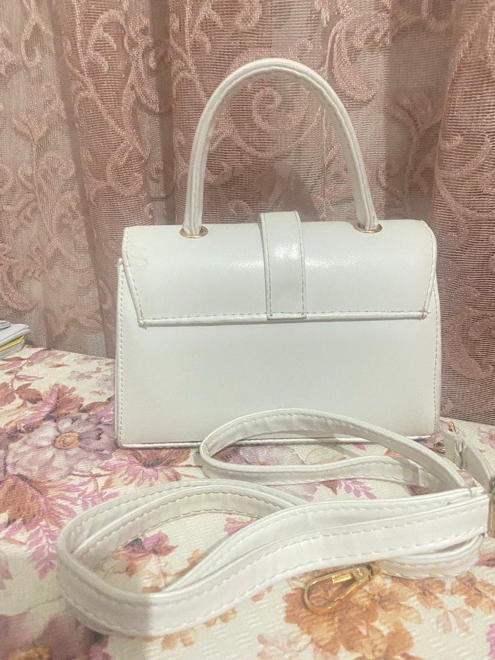 Beyaz Vintage Deri Kadın Çanta - Görsel 3