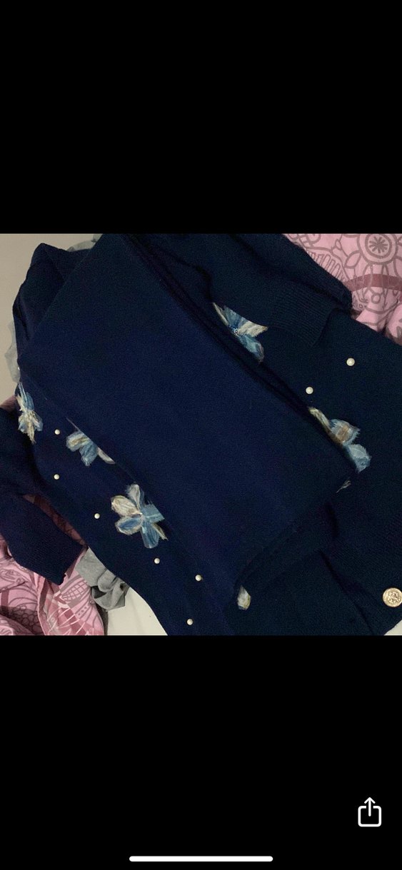 Çiçek Desenli Mavi Triko Kadın Takım - Görsel 4