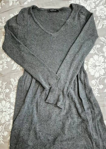 mango Gri V Yaka Triko Elbise - Görsel 2