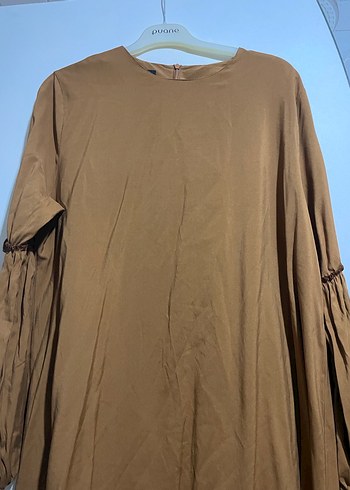 Kadın Bej Uzun Keten Tunik - Görsel 2