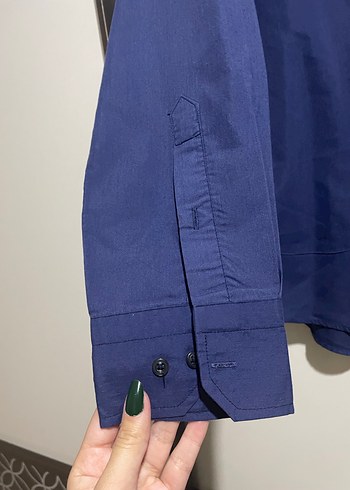 Düğmeli Lacivert Erkek Gömlek - Görsel 5