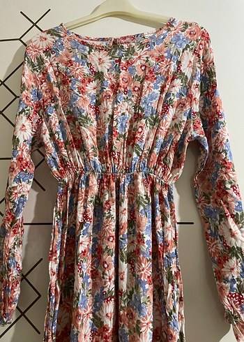 Çiçek Desenli Uzun Bohem Elbise - Görsel 2