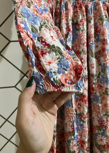 Çiçek Desenli Uzun Bohem Elbise - Görsel 3