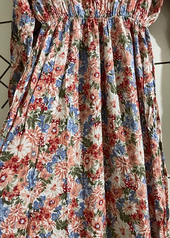 Çiçek Desenli Uzun Bohem Elbise - Görsel 6