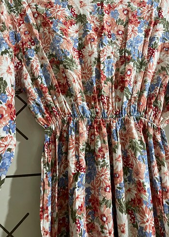 Çiçek Desenli Uzun Bohem Elbise - Görsel 4