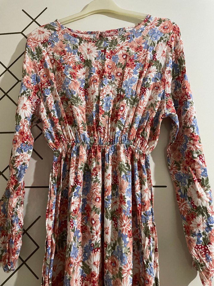 Çiçek Desenli Uzun Bohem Elbise - Görsel 2