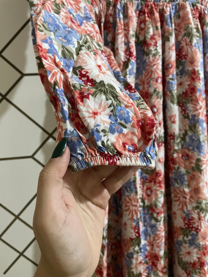 Çiçek Desenli Uzun Bohem Elbise - Görsel 3