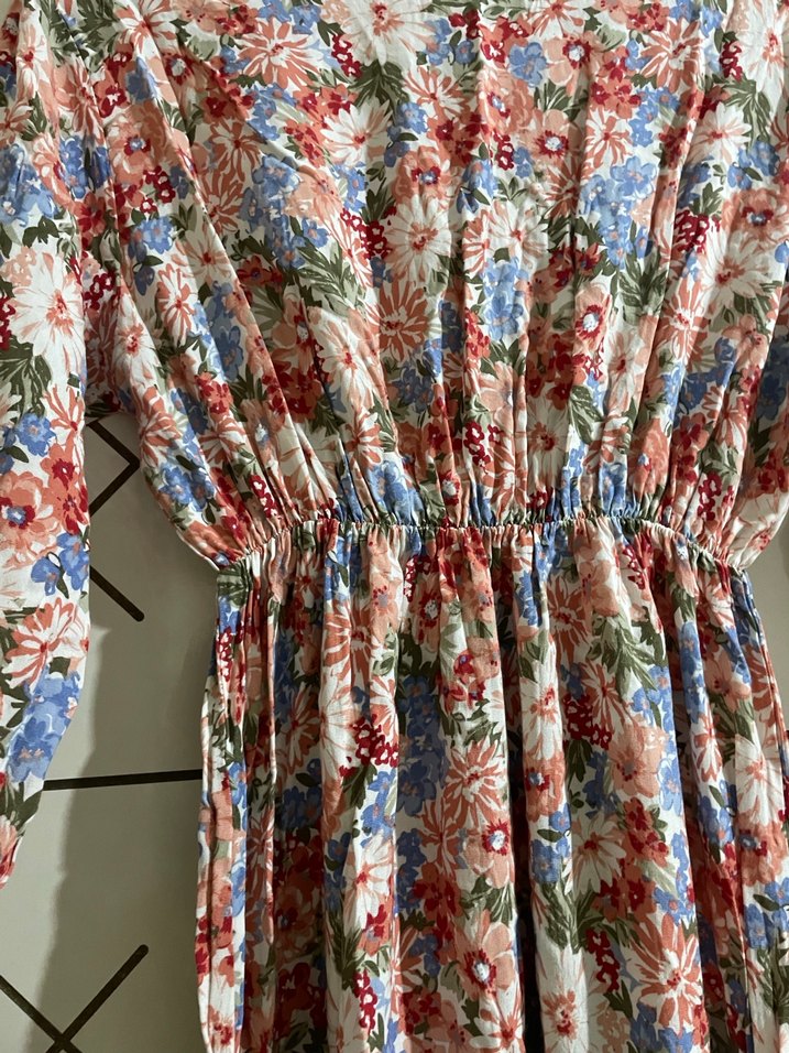 Çiçek Desenli Uzun Bohem Elbise - Görsel 4