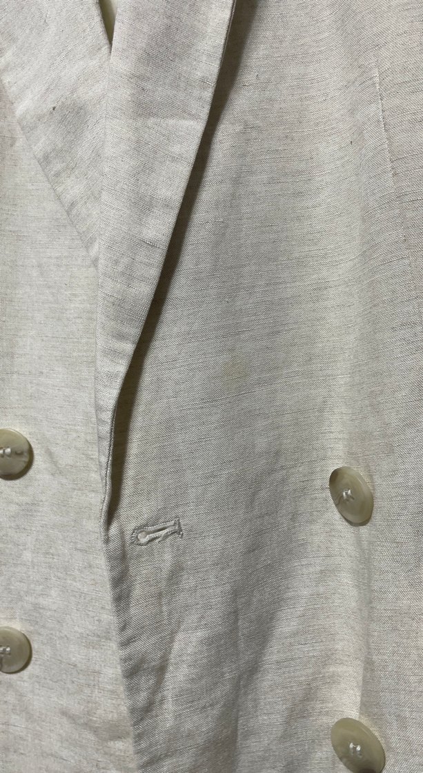 Bej Keten Düğmeli Kolsuz Kadın Blazer - Görsel 2