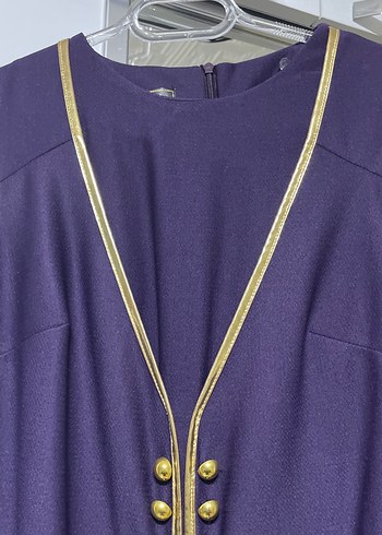 Mor İşlemeli Uzun Kol Elbise - Görsel 4